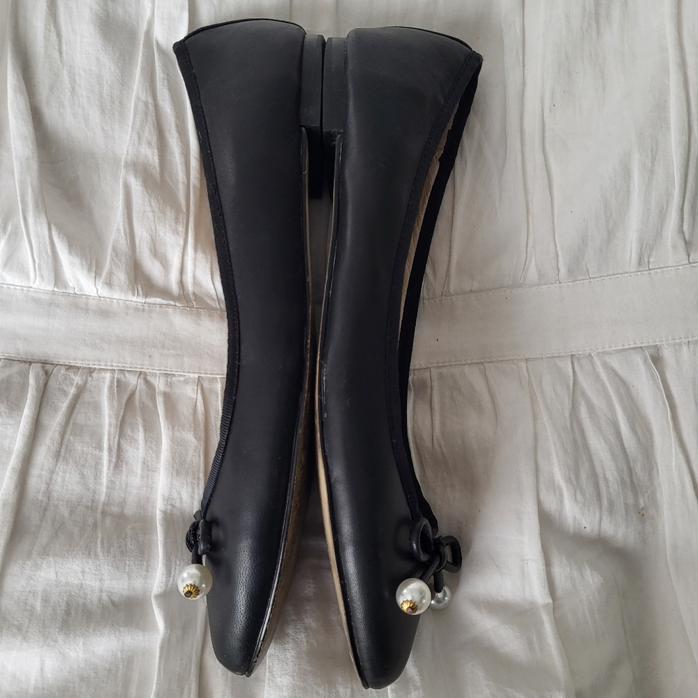 Kate Spade Black Flats with Bow and Pearls - Picture 3 of 7